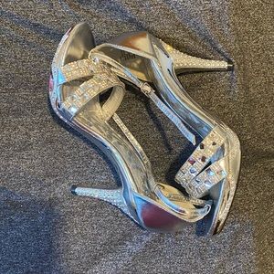 Hot Tomato silver rhinestone high heel